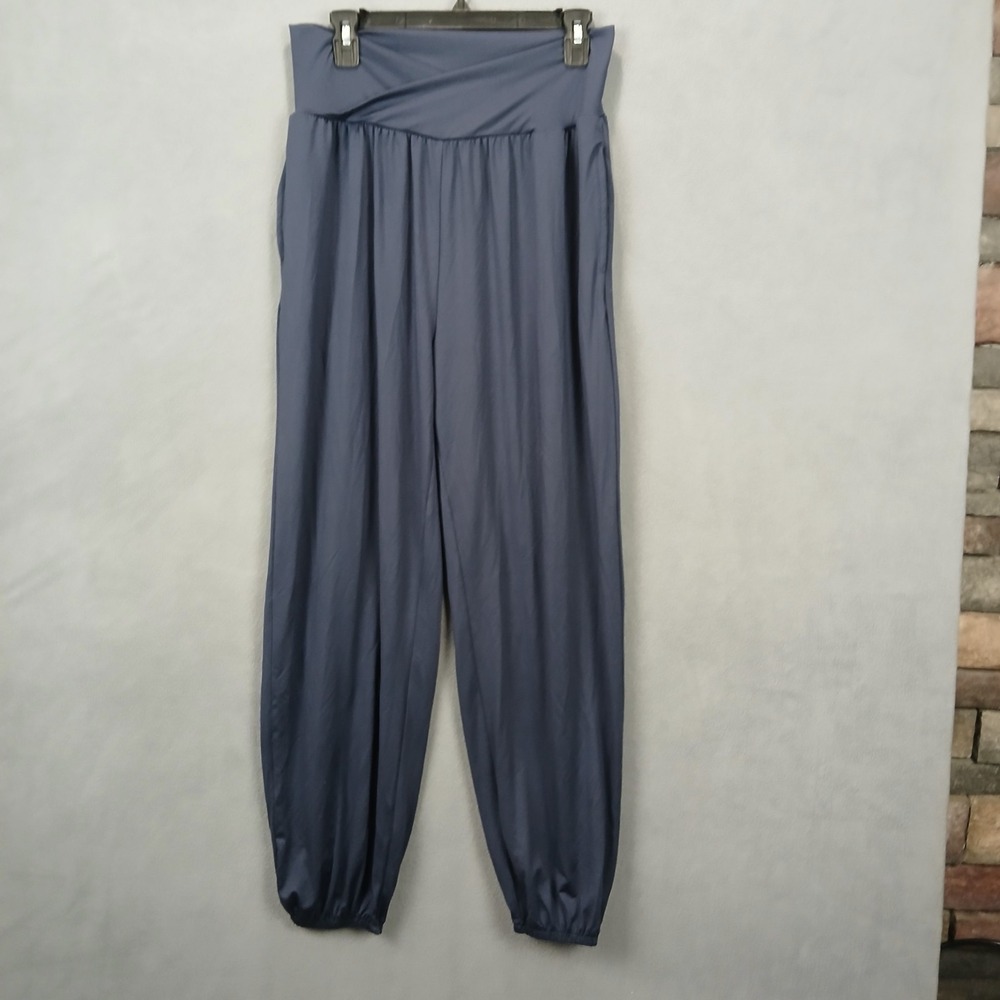UEU Pants Women Large Navy Blue Stretch Skin Friendly Tapered Leg Authentic Yoga